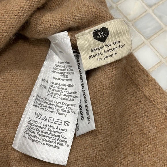 Madewell Wool Blend Colorblock Turtleneck Cream Brown Sweater - Picture 7 of 10